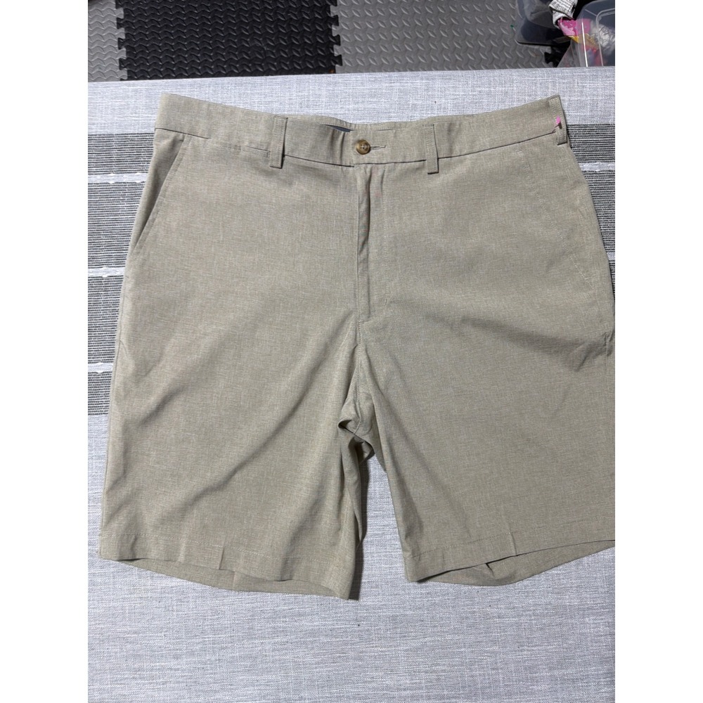 Grandslam Mens Khaki Performance Golf Shorts‎ Tan Flat Front Lightweight Size 36